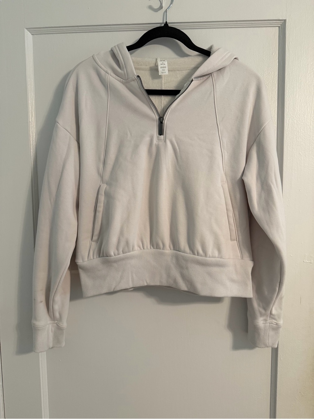 Marika Cream Half-Zip Hooded Pullover Sweatshirt